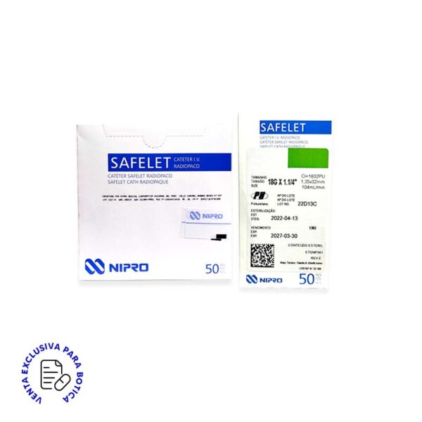 NIPRO CATETER INTRAVENOSO 18G X1-1/4 CAJA X 50 UNIDADES
