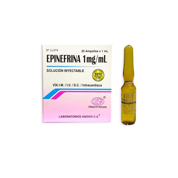 EPINEFRINA 1MG/1ML SOLUCION INYECTABLE CAJA X 25 AMP - LUSA