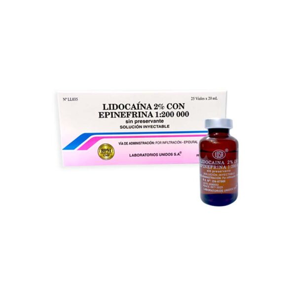 LIDOCAINA CON EPINEFRINA  2% SOL. INYECTABLE  CAJA X 25 UND - LUSA