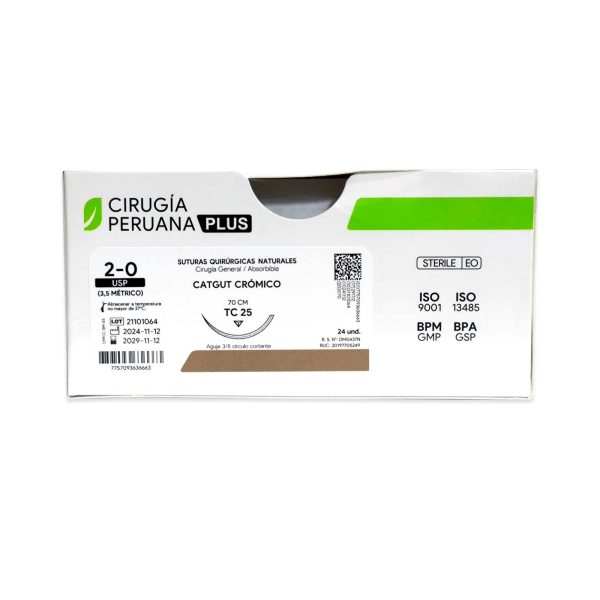 CATGUT CROMICO - CAJA X 24 SOBRES - CIRUGIA PERUANA