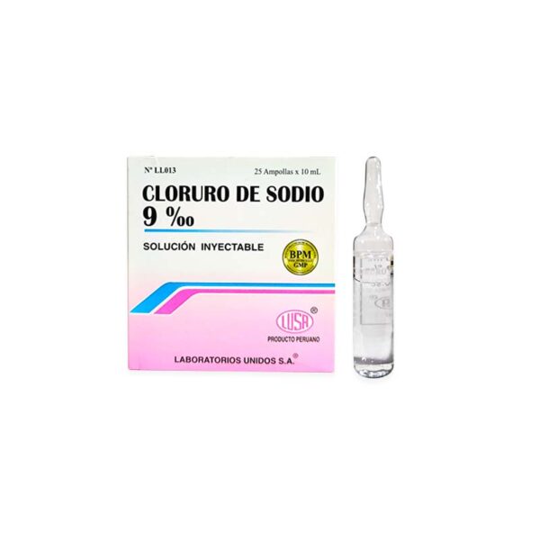 CLORURO DE SODIO 0.9%/10 ML SOLUCION INYECTABLE CAJA X 25 AMP - LUSA