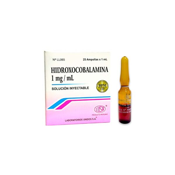 HIDROXOCOBALAMINA 1MG/1ML SOL. INYECTABLE CAJA X 25 AMP