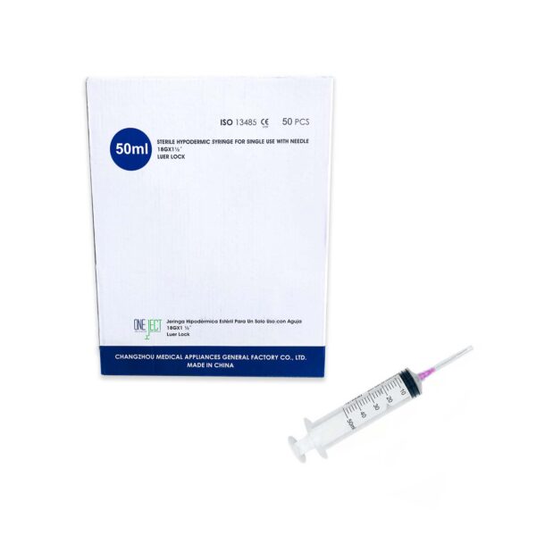 JERINGA DESCARTABLE 50ML PUNTA ROSCA LUER LOCK CAJA X 50 UND - ONE JECT