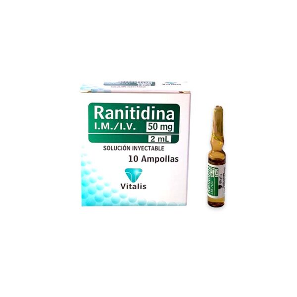 RANITIDINA 50MG/2ML SOLUCION INYECTABLE CAJA X 10 AMP - VITALIS